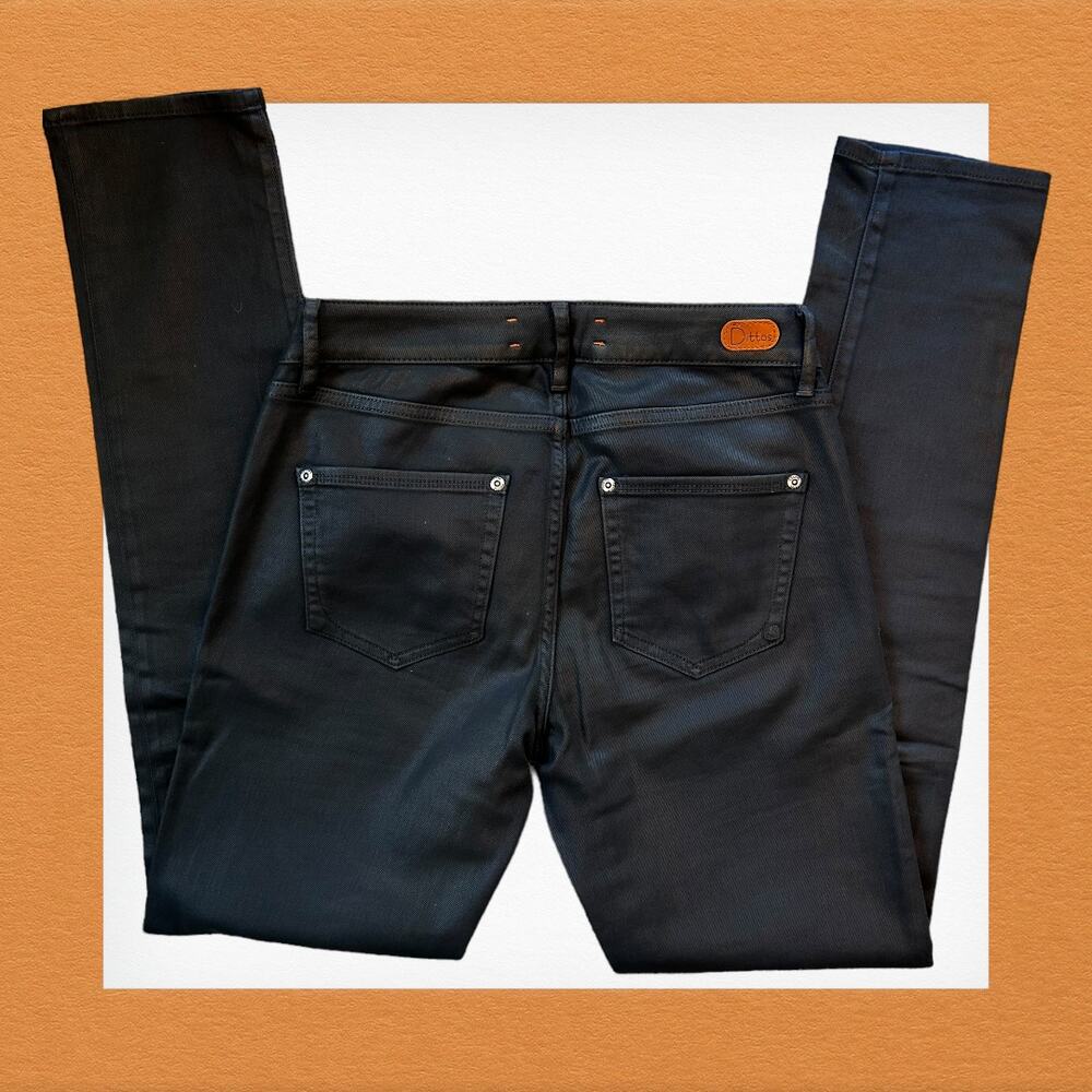 NWOT Y2K Dittos Straight Leg Coated Denim Relaxed Fit Jeans Black Womens Size 25